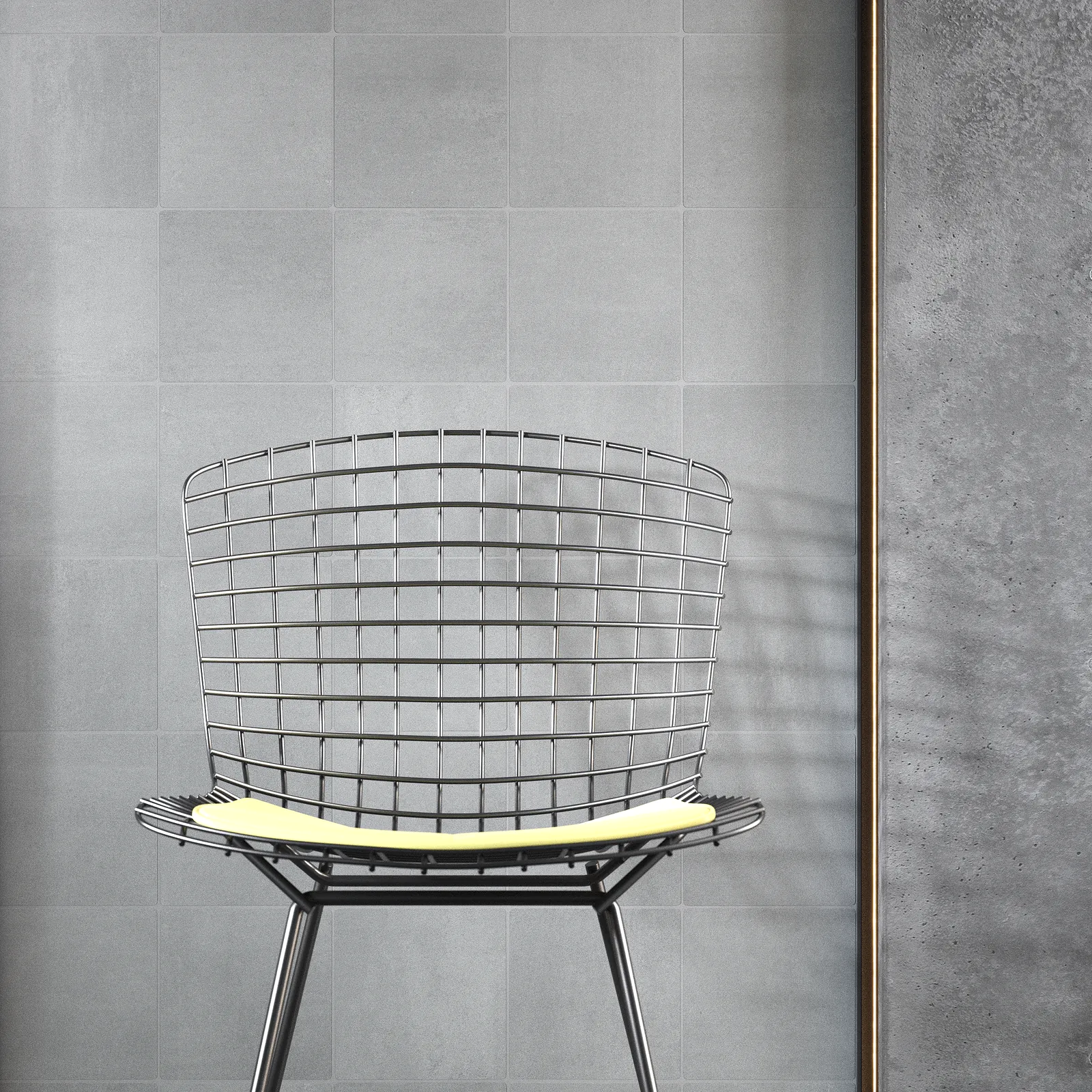 Modern wall with a grey cement effect, ideal for contemporary architecture projects