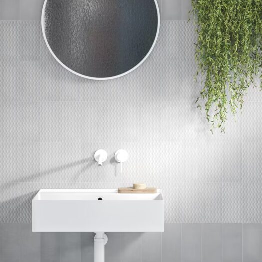 Bathroom wall with stone concrete tiles in 10x20 cm