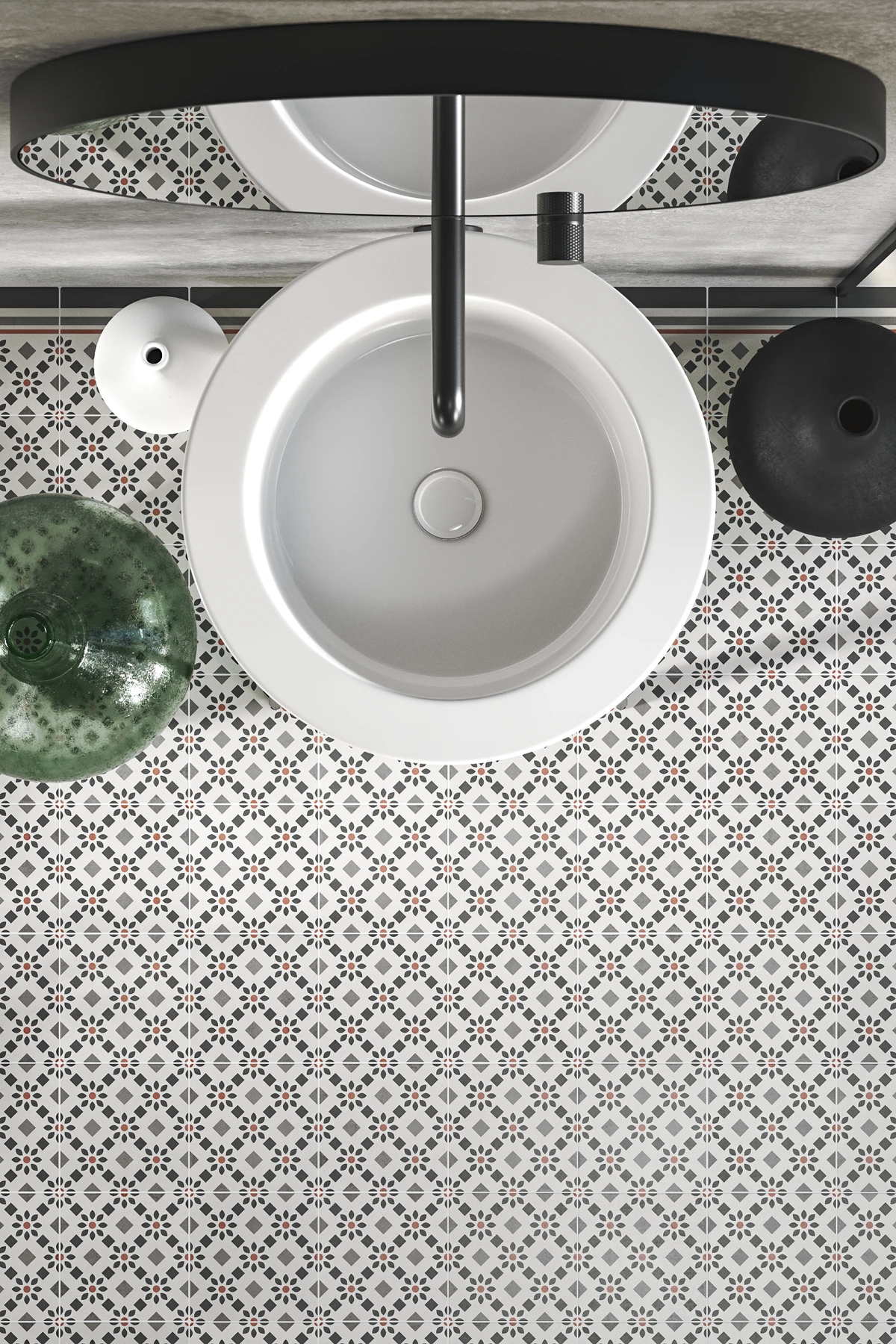 Dgeum | Design Floor Tiles Bathroom floor realized with design tiles and a premium look