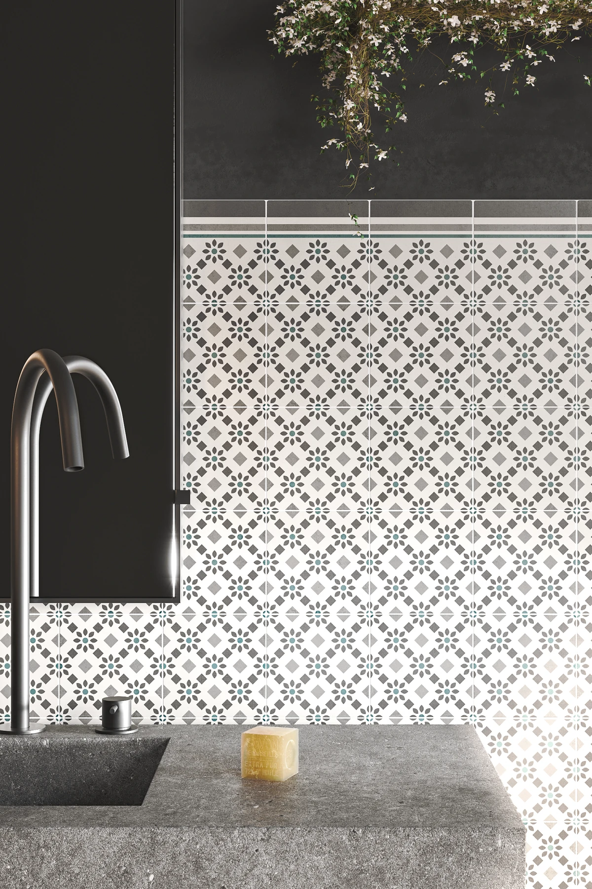 Dgeum | Design Wall Tiles Bathroom wall realized with a combination of design tiles