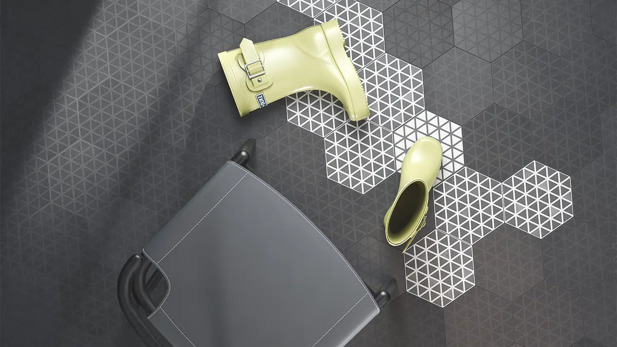Black cement tiles Hexagonal tile flooring