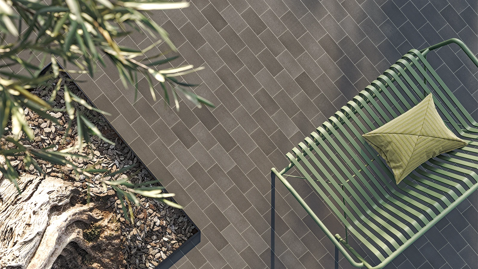 Terrace made with outdoor tiles
