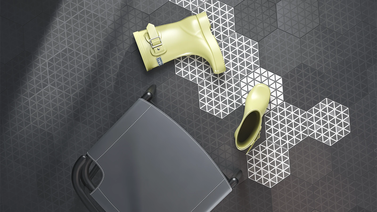 Hexagonal tile flooring