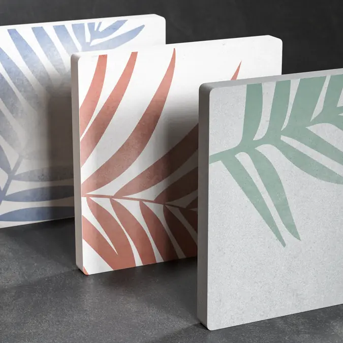 Microcement tiles with three different colours