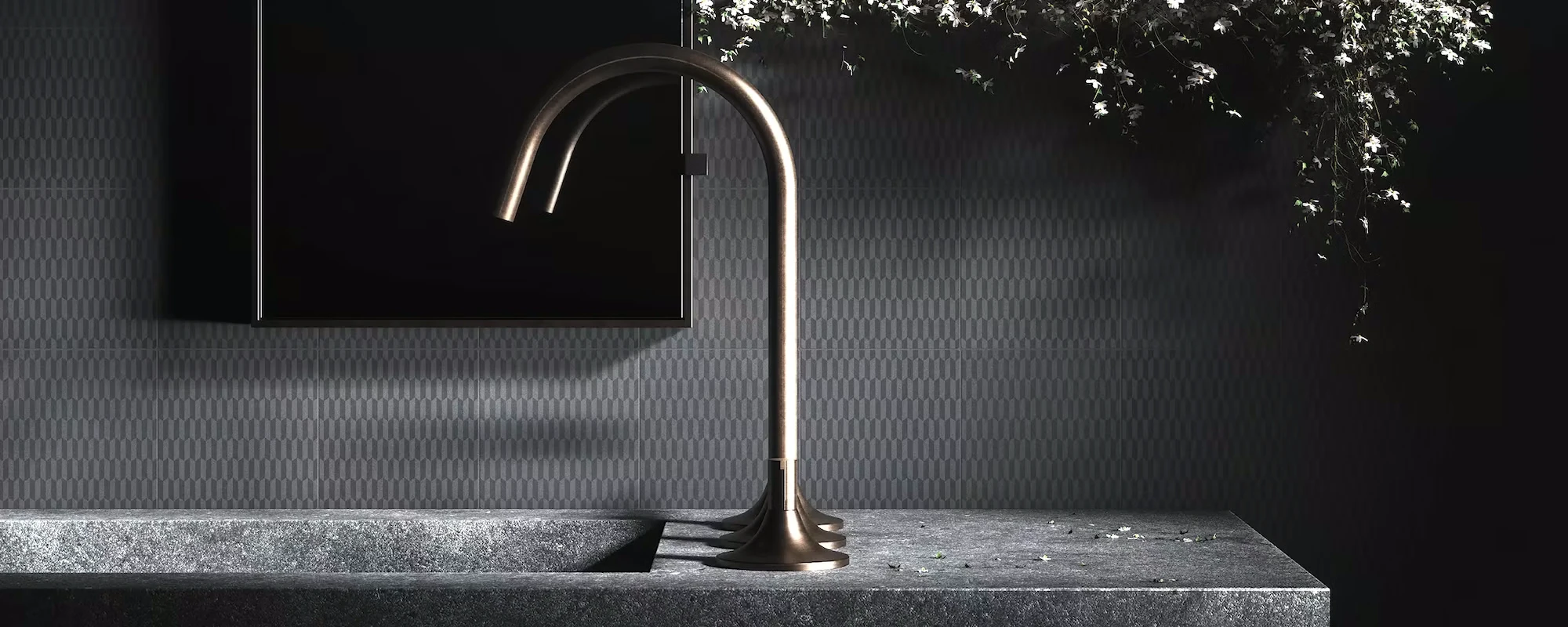 Modern designer tiles with a natural matt finish in combined shades of black and anthracite for wall cladding