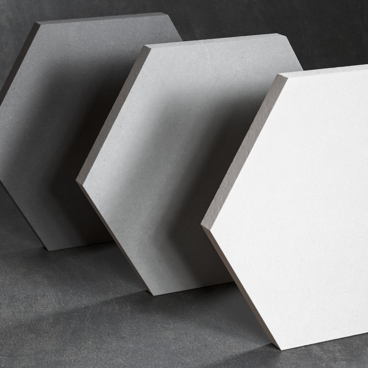 Hexagonal tiles on three cement bases