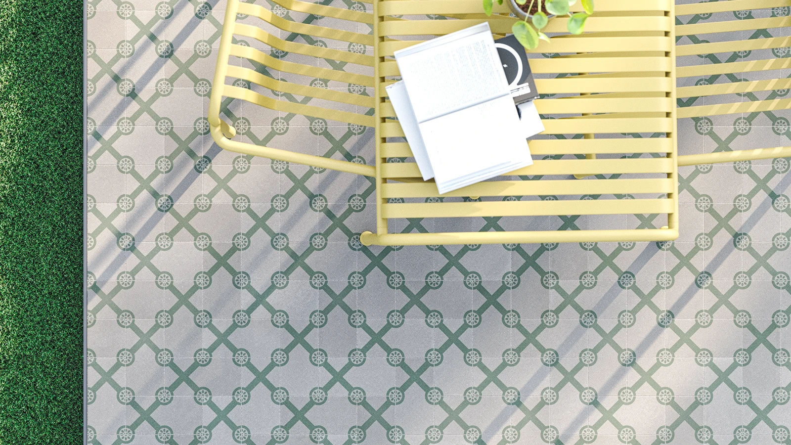 Terrace floor made of anti-slip outdoor tiles