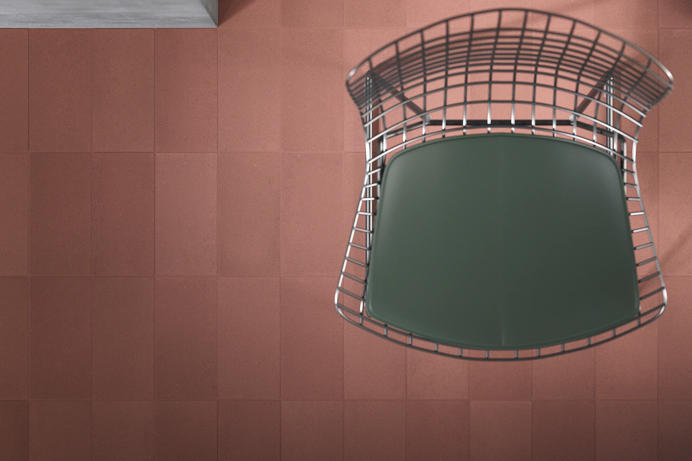 Floor in red terracotta Outdoor flooring with red terracotta tiles and matching grout joints