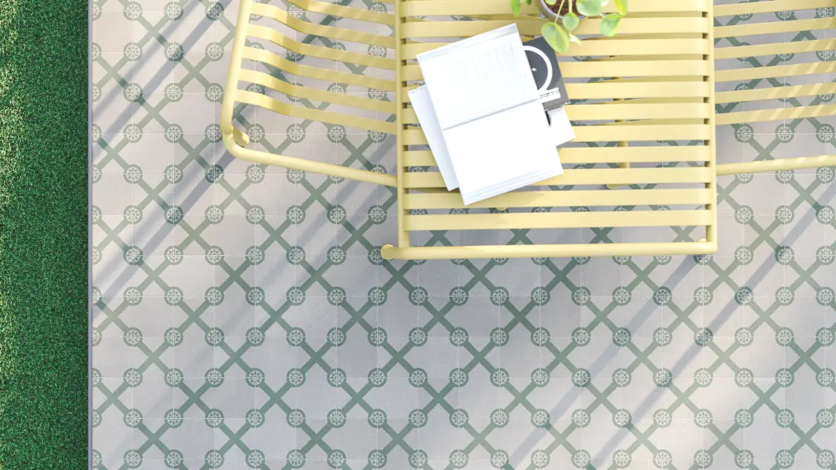Terrace floor made of anti-slip outdoor tiles