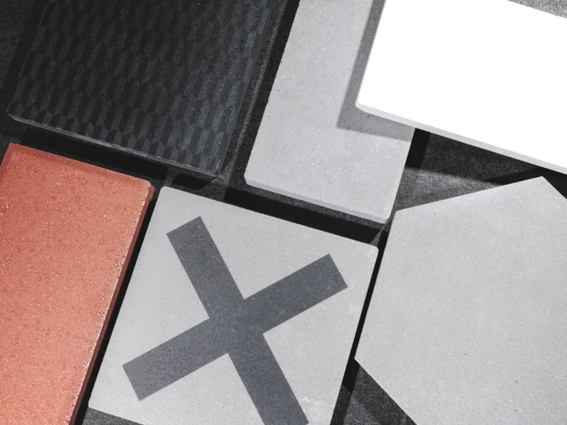 Various tiles in grey, white and black colours